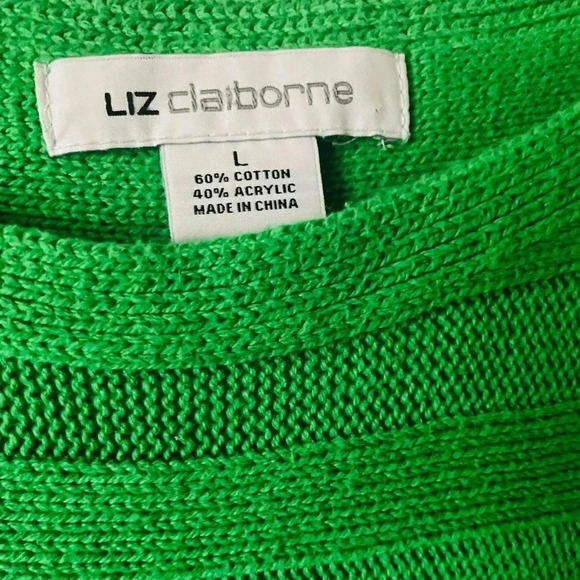 LIZ CLAIBORNE | Vintage 90s Kelly Green Horizontal Cable Knit Sweater Size L - Picture 6 of 7